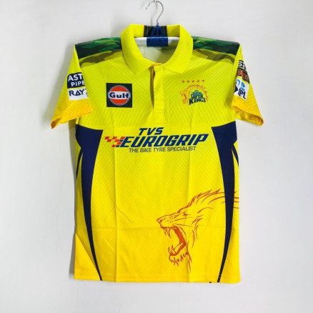 Chennai Super King Jersey Polo Half-sleeve  Cricket Jersey For Men - IPL Polo Jersey - Chennai CSK Jersey 2025-2026_603_Yellow