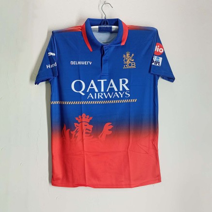 Royal Challengers Bangalore Jersey short sleeve Collar Polo Cricket Jersey For Men - IPL Jersey 2024 - RCB Jersey 2024_572