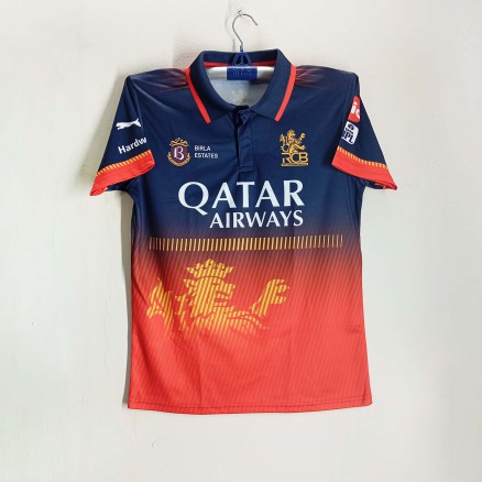 Royal Challengers Bangalore Jersey short sleeve Collar Polo Cricket Jersey For Men - IPL Jersey 2024 - RCB Jersey 2024_572