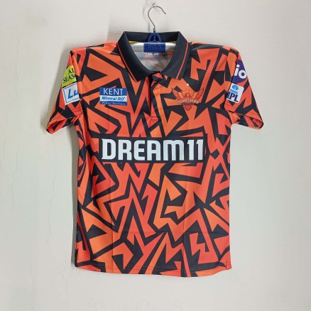 SunRisers Hyderabad Premium Jersey For Men - SRH Half Sleeve Polo IPL Jersey - Hyderabad Cricket Jersey 2025-2026_622_Orange