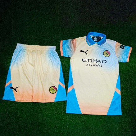 Manchester City Golgola Half-sleeve Embroidary Football Jersey and Short-pant for Men_9663